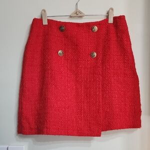 Ann Taylor LOFT Elegant Red Skirt with Gold Accents